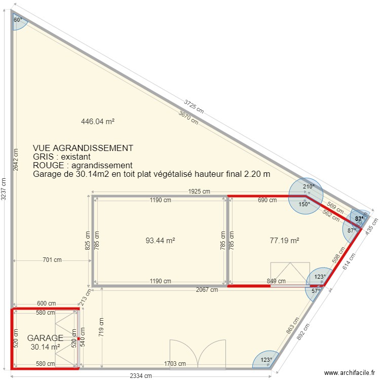 VUE AGRANDISSEMENT. Plan de 0 pièce et 0 m2