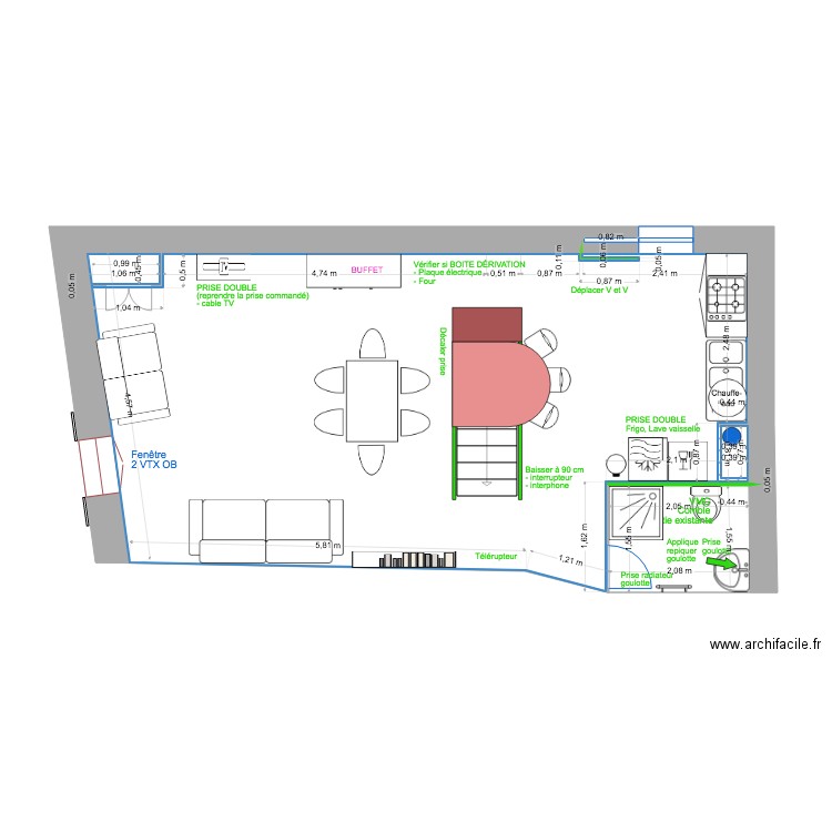 2 EME ÉTAGE  MODIF ELECTRIQUE. Plan de 2 pièces et 44 m2