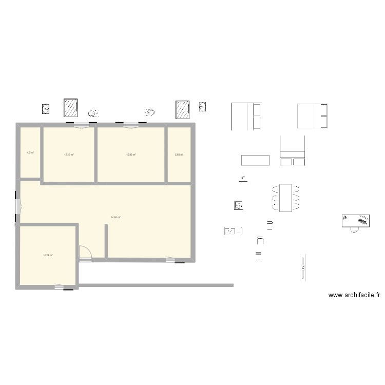 Tour 1. Plan de 6 pièces et 97 m2
