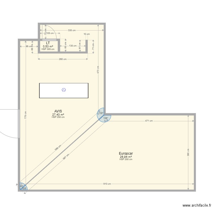 LIMOGES gare. Plan de 3 pièces et 55 m2