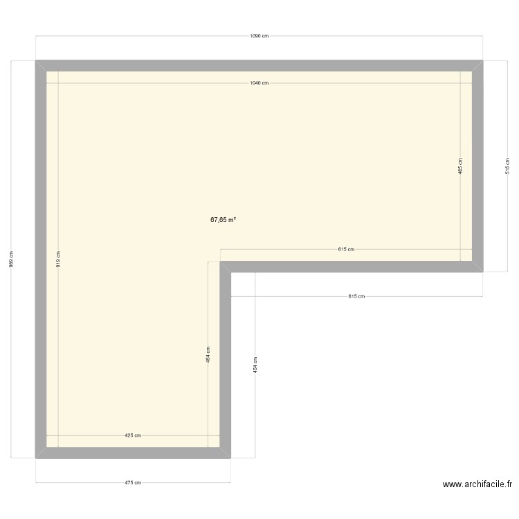 Terrasse. Plan de 1 pièce et 68 m2