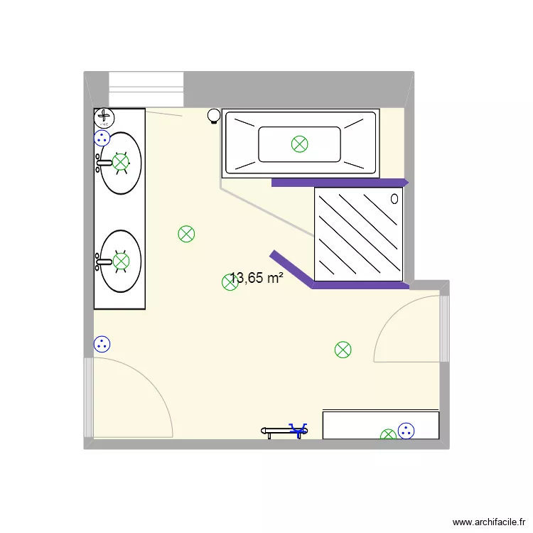 REMERING Salle de bains. Plan de 