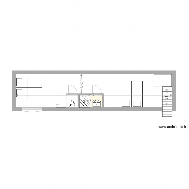 Mezzanine allongée Variante Escalier entrée. Plan de 0 pièce et 0 m2