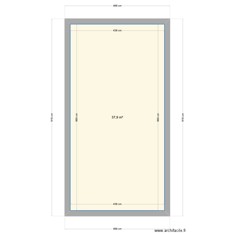 remise haut . Plan de 1 pièce et 38 m2