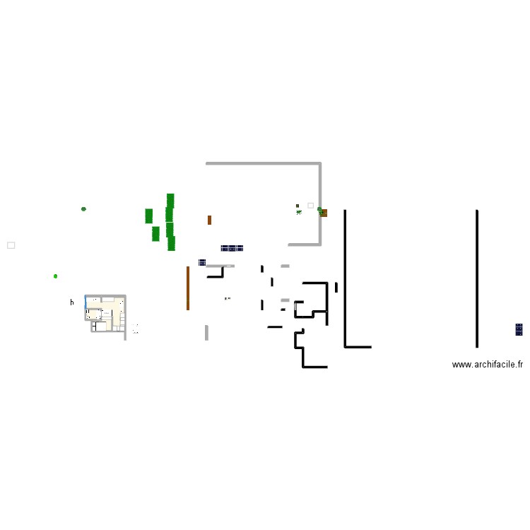 fleur. Plan de 1 pièce et 22 m2