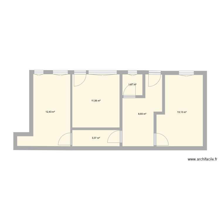 moreau. Plan de 6 pièces et 51 m2