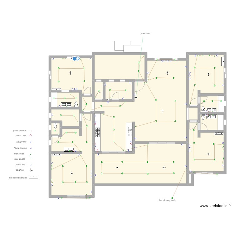 tropic real elec. Plan de 15 pièces et 253 m2