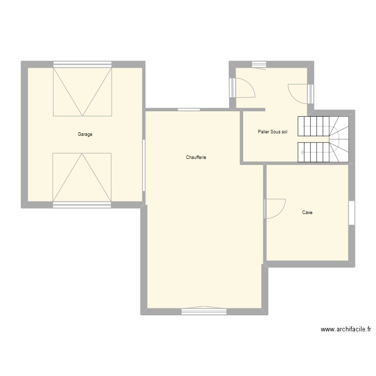 Croquis WOLPERT Sous sol. Plan de 4 pièces et 90 m2