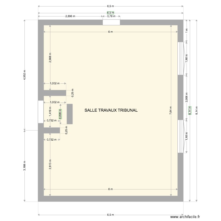 salle travaux tribunal. Plan de 0 pièce et 0 m2