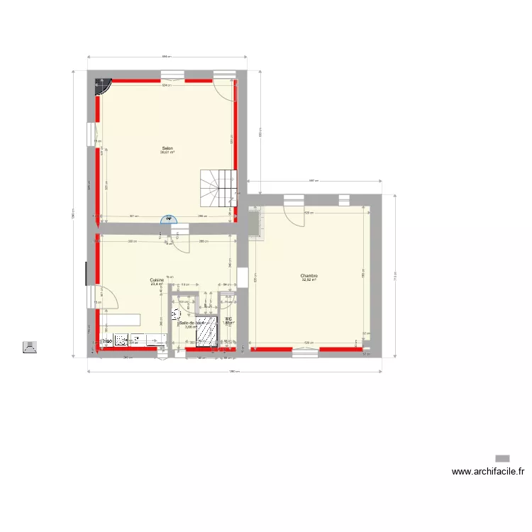 ferme RC am&eacute;nagement CUISINE. Plan de 