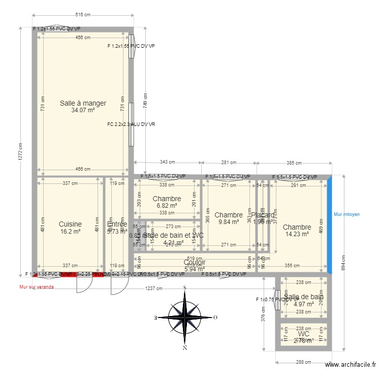 REY. Plan de 12 pièces et 108 m2