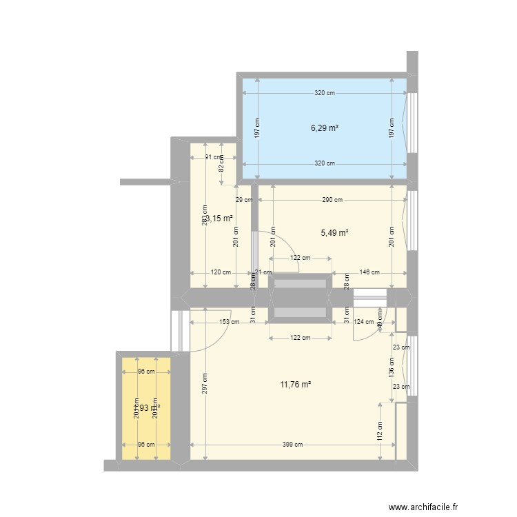 Studio Geiger 6e - regroupés. Plan de 9 pièces et 29 m2