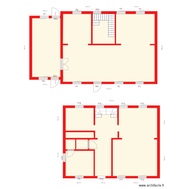 plan  étage du presbytére. Plan de 0 pièce et 0 m2