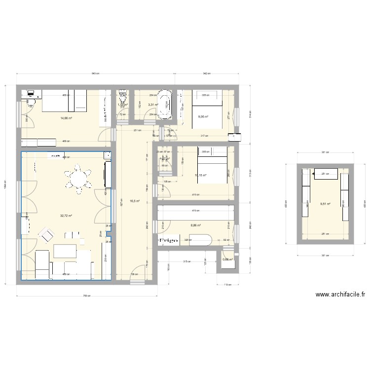 Fontenay v5. Plan de 11 pièces et 108 m2
