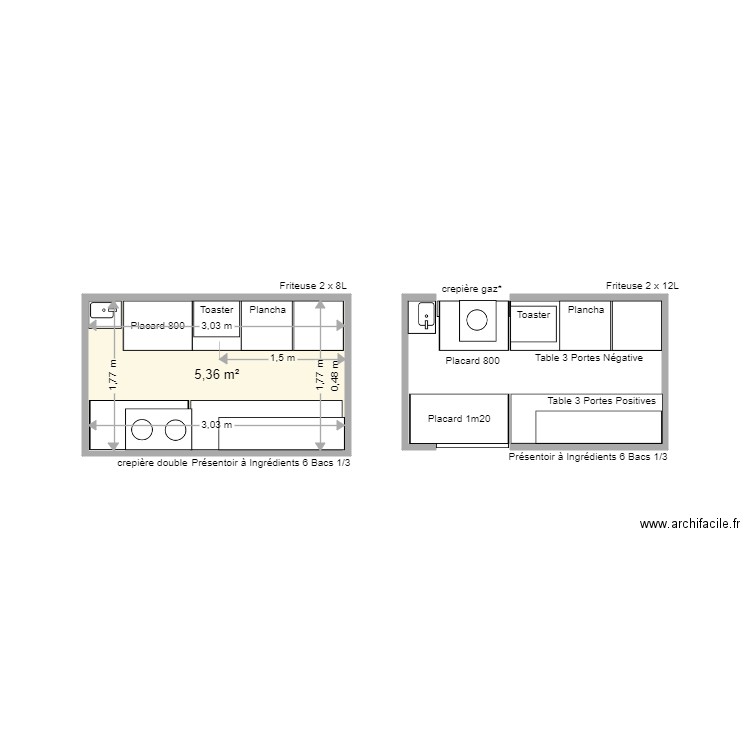 Food truck. Plan de 1 pièce et 5 m2