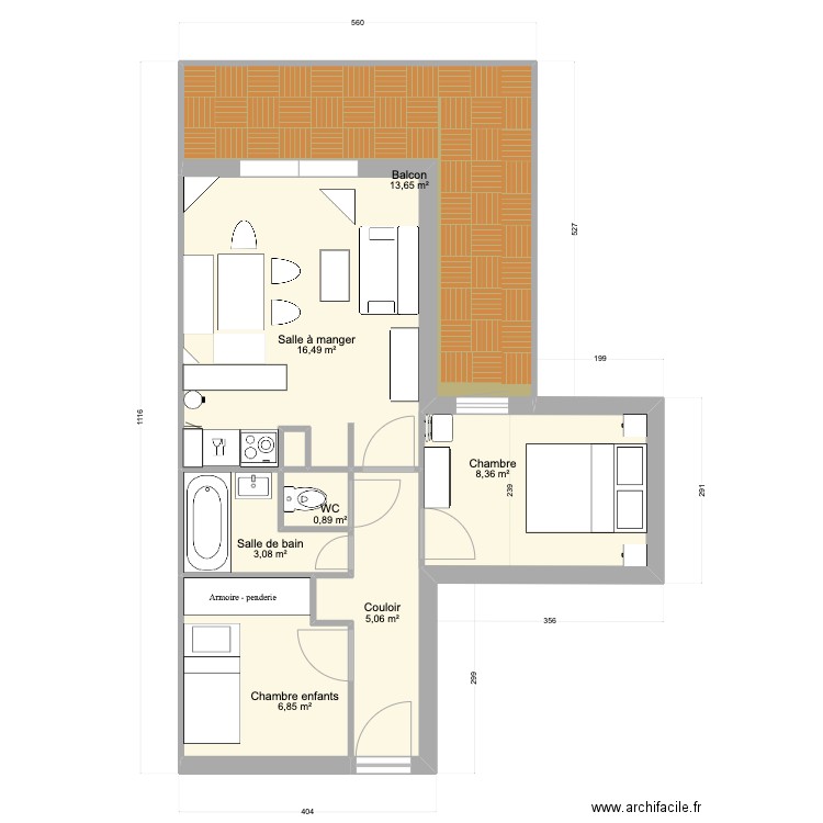 Alpe Huez Apt 804 v2. Plan de 8 pièces et 55 m2