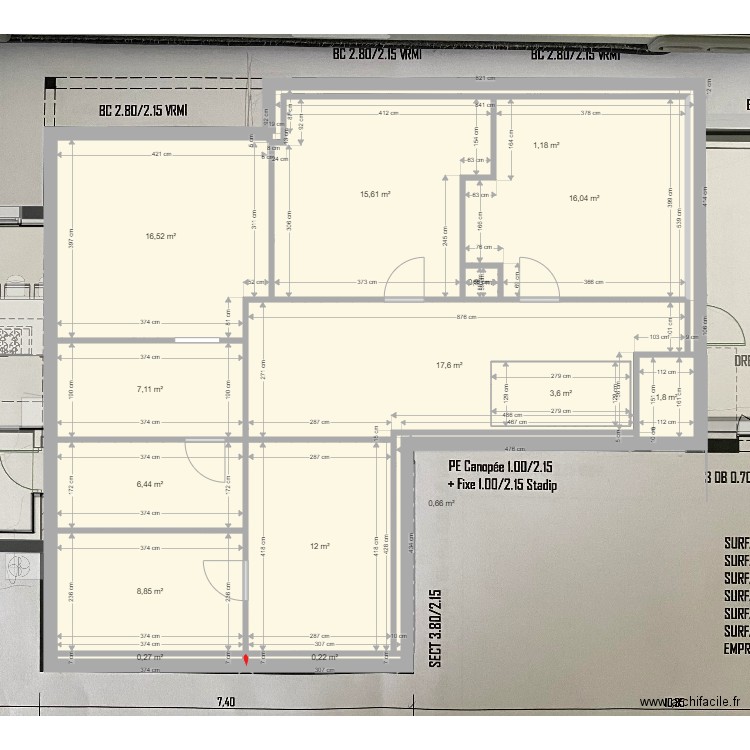 copie piraino modifié. Plan de 28 pièces et 270 m2