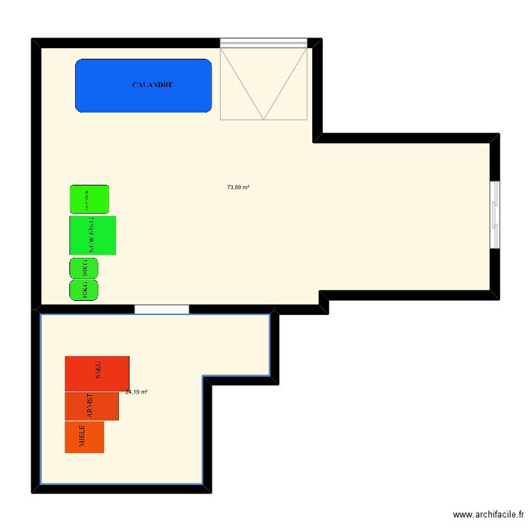 Local bray 4. Plan de 2 pièces et 98 m2