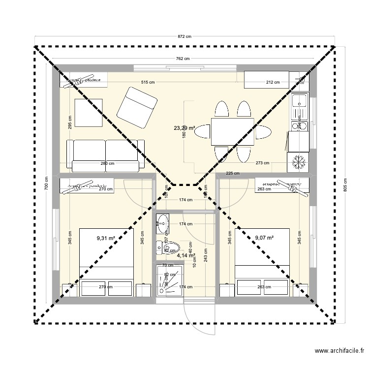 bungalow 2 chambres NEW. Plan de 0 pièce et 0 m2
