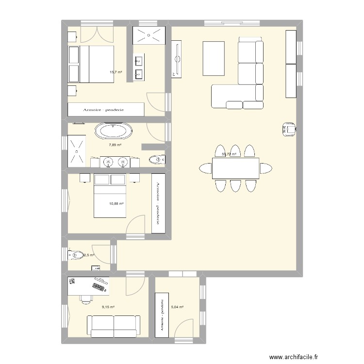 maison. Plan de 7 pièces et 111 m2