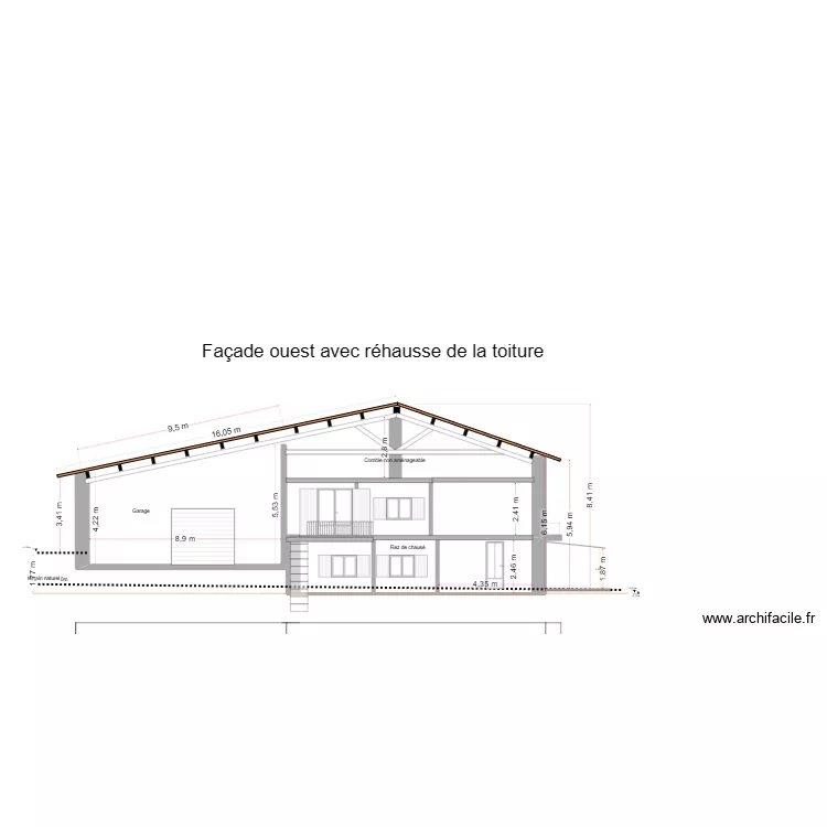 Projet façade ouest juste modif toit 2/2. Plan de Projet façade ouest juste modif toit 2/2. Plan de