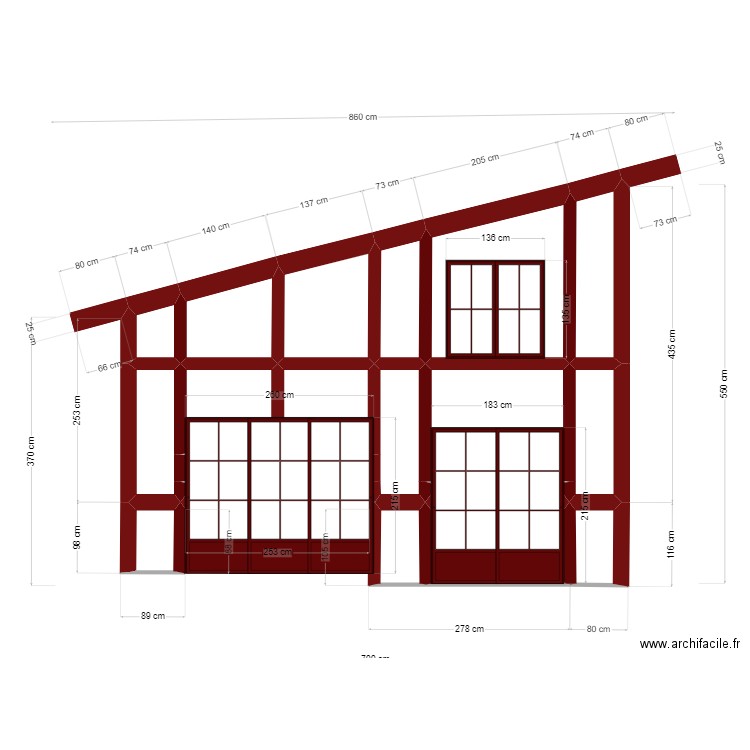 PLAN EXTENSION FACADE AVEC COTES 4 JUILLET 2023 2. Plan de 0 pièce et 0 m2