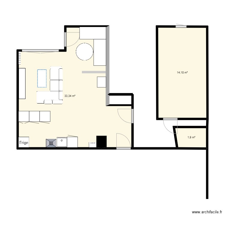 APPARTEMENT LUNA. Plan de 3 pièces et 49 m2