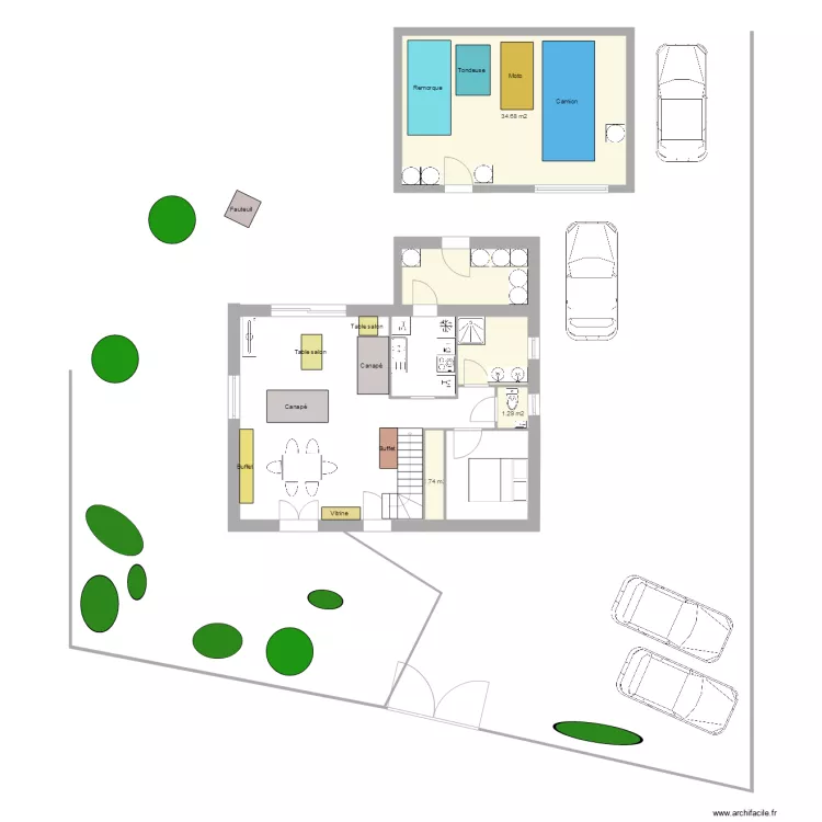 Saché avec garage à 2m. Plan de Saché avec garage à 2m. Plan de