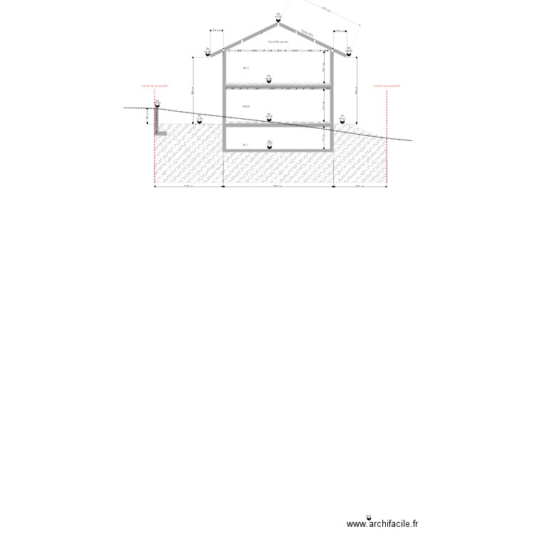 Plan maison Coupes. Plan de 3 pièces et 52 m2