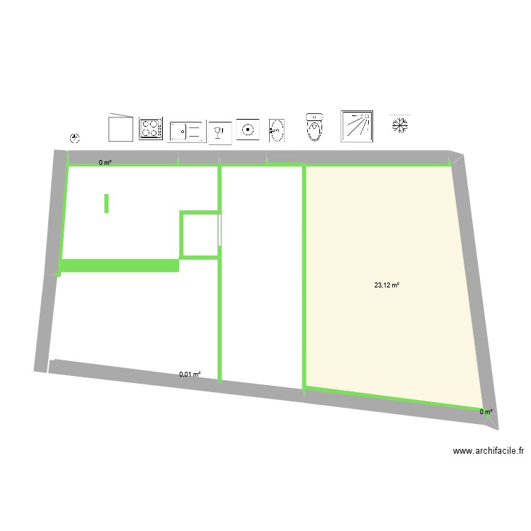 avant. Plan de 4 pièces et 23 m2