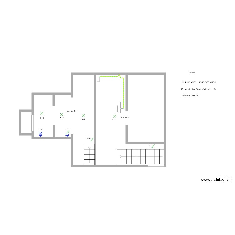 cave 10. Plan de 3 pièces et 30 m2