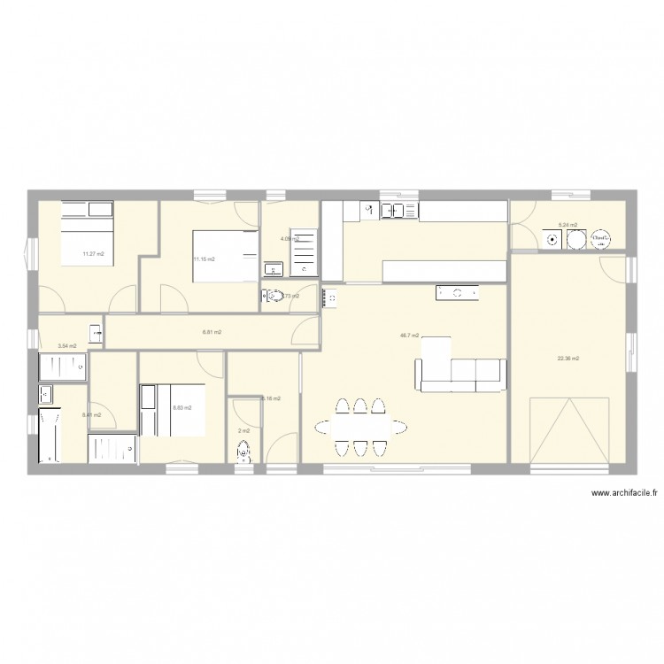 2023. Plan de 13 pièces et 137 m2