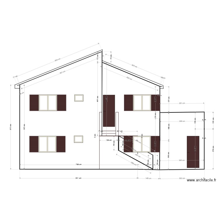 facade 4c. Plan de 2 pièces et 63 m2