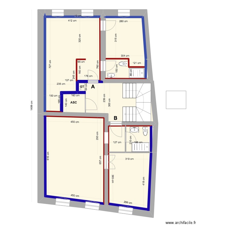 PROJET 3   1° ETAGE placo. Plan de 0 pièce et 0 m2