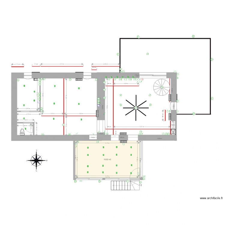 ETAGE PIANOLI. Plan de 1 pièce et 19 m2