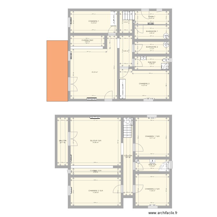 MAISON MONTFAUCON. Plan de 18 pièces et 164 m2