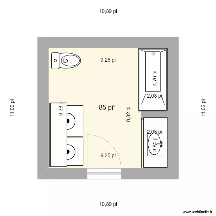 SALLE DE BAIN Raphie. Plan de 