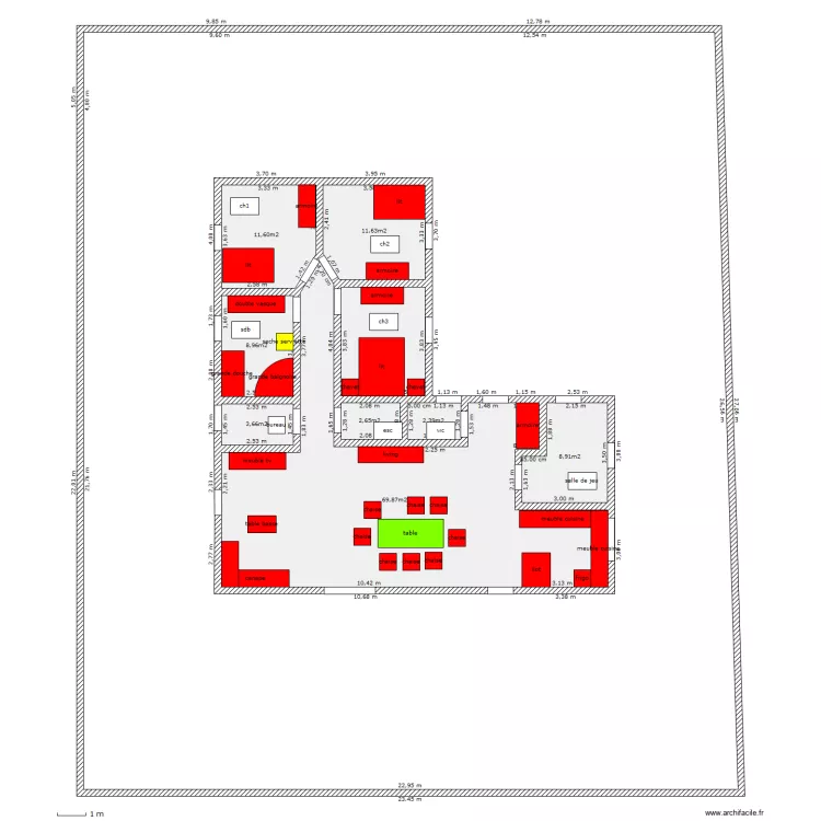 plein pied 130m. Plan de plein pied 130m. Plan de