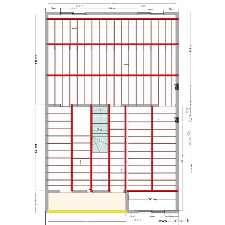 9JF plancher BOIS 29 07 23. Plan de 9 pièces et 259 m2