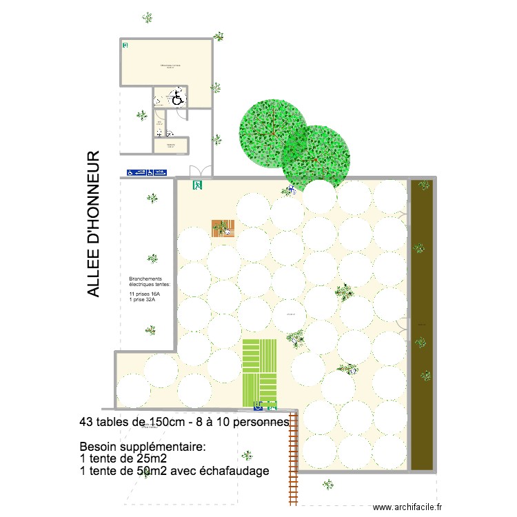 Pavillon des Oliviers - 430 personnes. Plan de 6 pièces et 572 m2