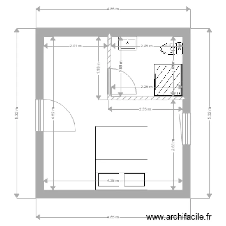 chambre rdc. Plan de 