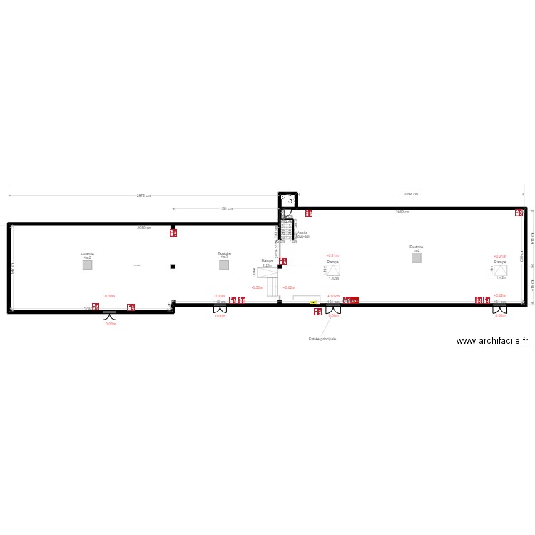 Le Bazar cotation RDC . Plan de 2 pièces et 553 m2