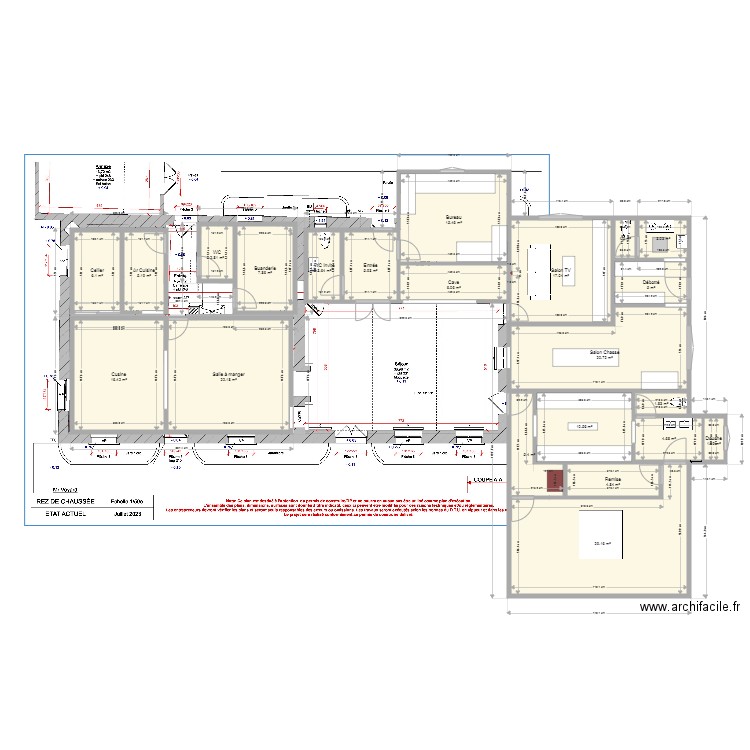 Bis Les Guétières. Plan de 22 pièces et 197 m2