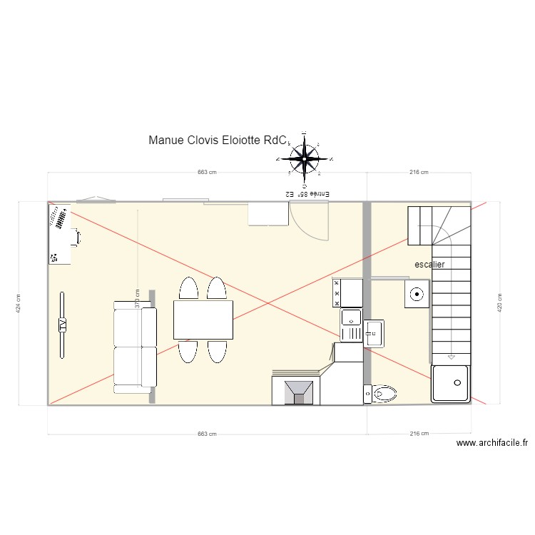 MANUE CLOVIS. Plan de 3 pièces et 36 m2