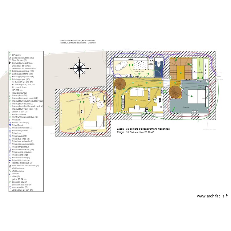 La Haute Bouëxière Elec. Plan de 24 pièces et 241 m2