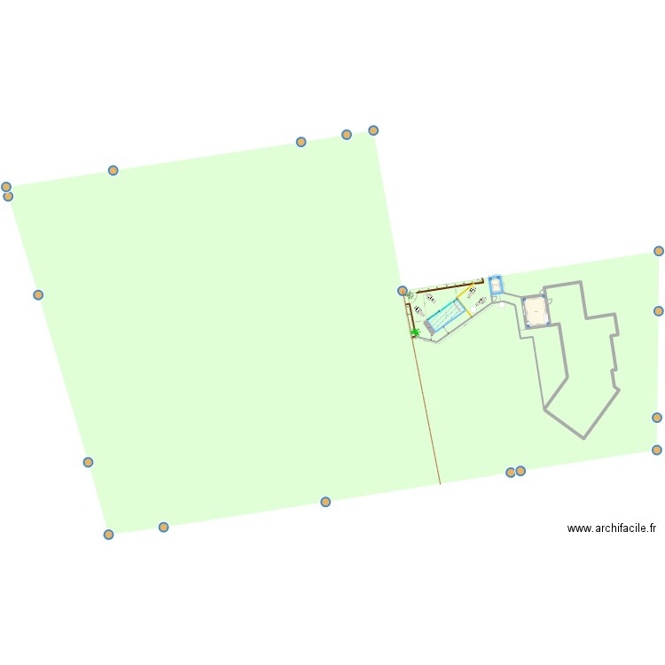 piscine. Plan de 4 pièces et 36 m2