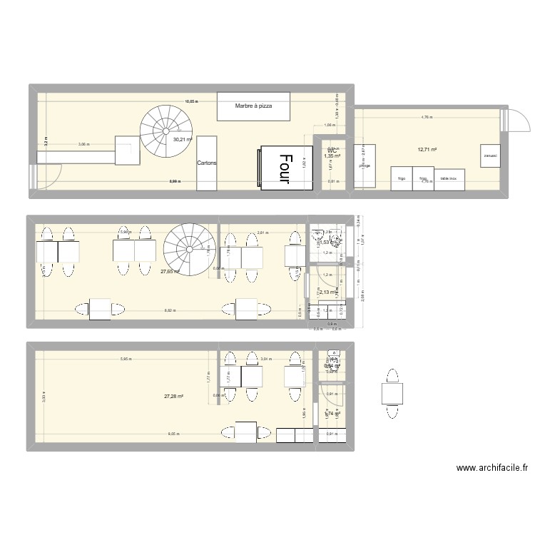 local 2. Plan de 10 pièces et 105 m2