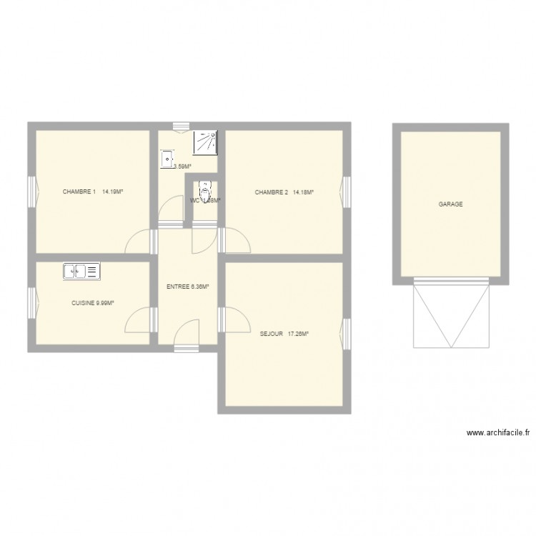 bonneau. Plan de 0 pièce et 0 m2