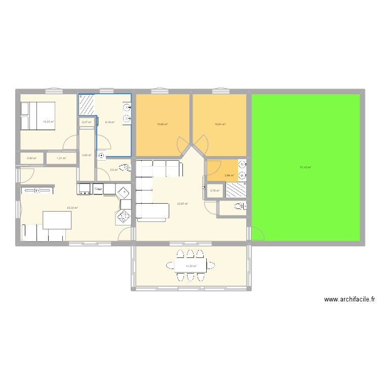 idee 2. Plan de 15 pièces et 165 m2