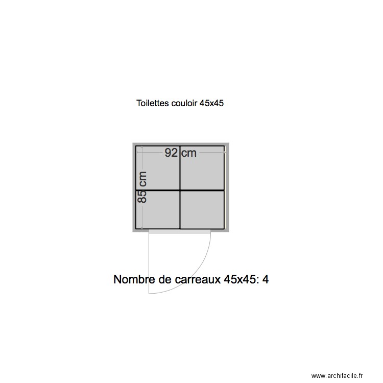 Toilettes couloir 45x45. Plan de 0 pièce et 0 m2